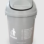 CESTO 10 LTS REDONDO TAPA VAIVEN GRIS