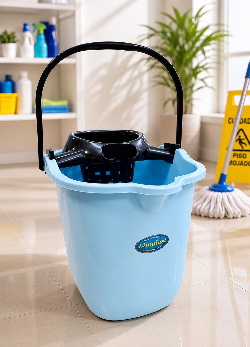 LIMPLAST BALDE 17LTS BALDE CON ESCURRIDOR C/RUEDAS LIMPLAST - Imagen 1