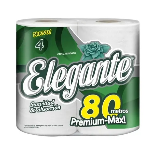 PAPEL HIG ELEGANTE 4 X 80 PAPEL HIGIENICO ELEGANTE BCO 4 x 80 mts - Imagen 1