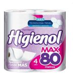 PAPEL HIGIENICO HIGIENOL 80 MTS. X4