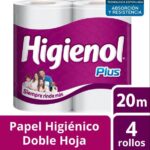 PAPEL HIGIENICO HIGIENOL PLUS DOBLE HOJA 4X20 MTS