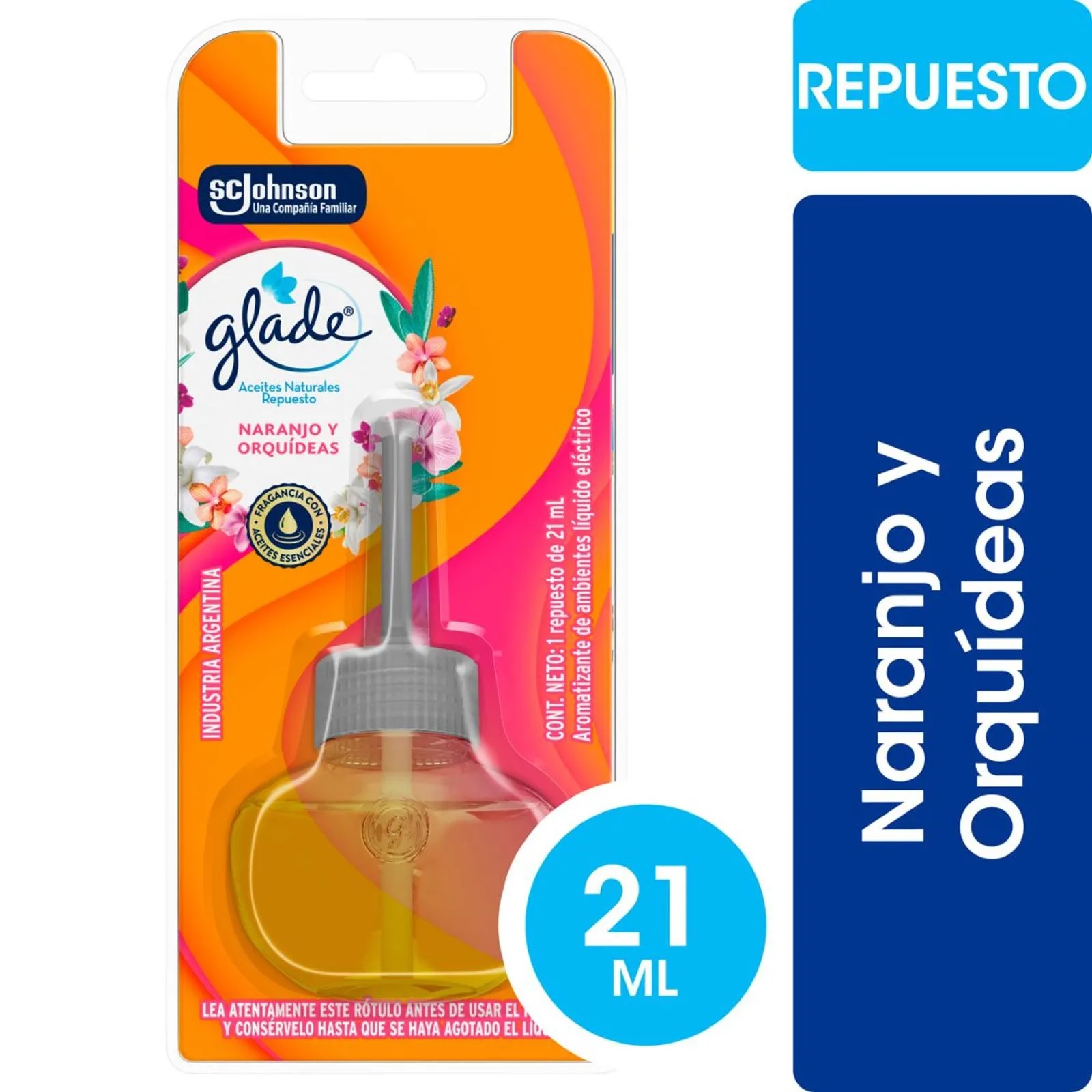 ACEITE GLADE NARANJO Y ORQUIDIAS REPUESTO GLADE ACEITES NAT. NAR Y ORQ x 21 gr - Imagen 1