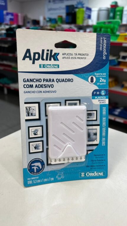 GANCHO P/ CUADRO C/ ADHESIVO BLANCO GDE