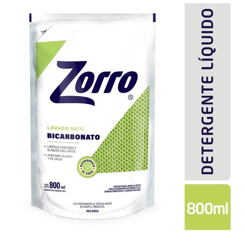 ZORRO JABON 800 ML ZORRO JAB. LIQ. CON BICARBONATO X 800 ML DP - Imagen 1