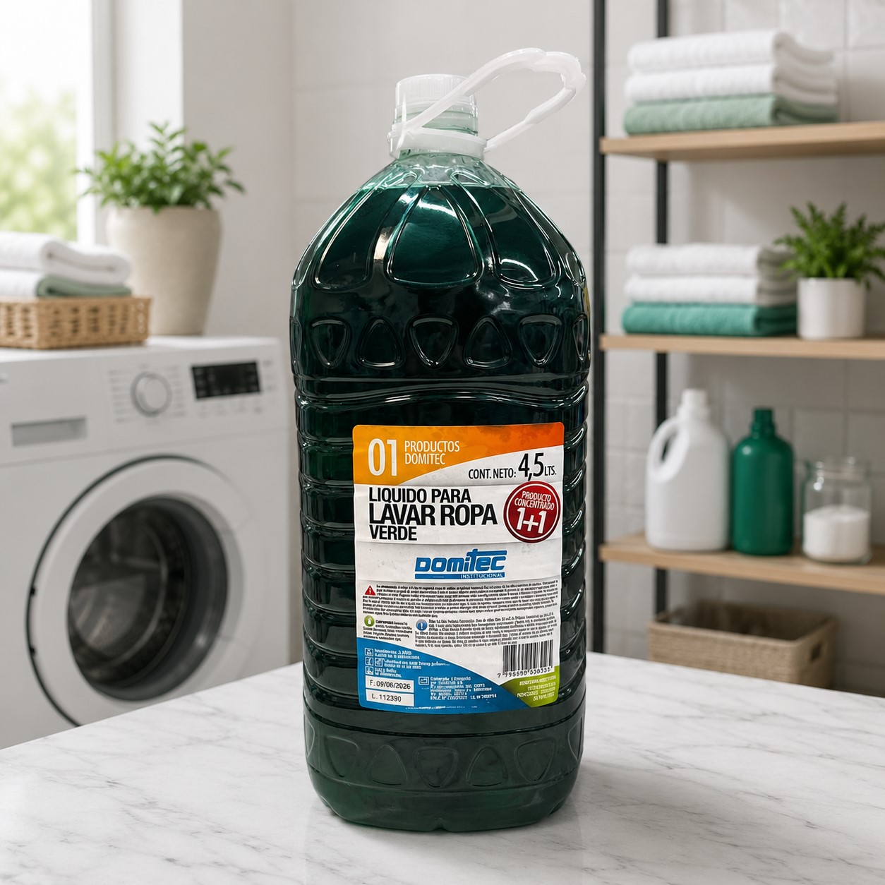 JABON VERDE DOMITEC JABON DE LAVAR ROPA X 4.5 LT (VERDE) (1+1) - Imagen 1